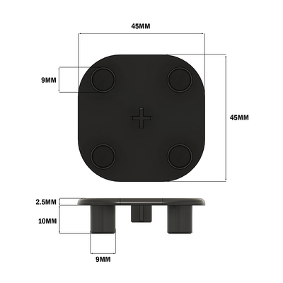 60-290-1 MODULAR SOLUTIONS POLYAMIDE END CAP 45MM X 45MM ROUNDED CORNERS BLACK